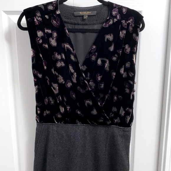 ♥️Rachel Roy Signature| Charcoal Velvet Herringbone Tweed Dress - sz 6 - Picture 4 of 10